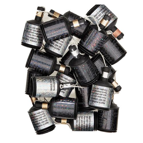 20 x Black and Silver Glitz Confetti Party Poppers