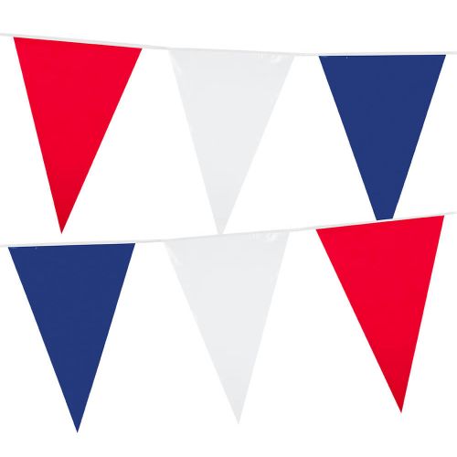 10m Red, White & Blue Ex-Large Waterproof Plastic Bunting