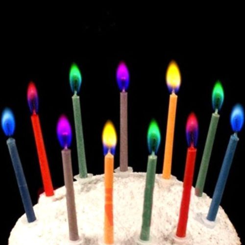 10 x Colour Flame Cake Candles