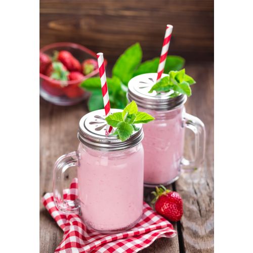 200 x Jumbo Red and White Stripe Paper Smoothie Straws