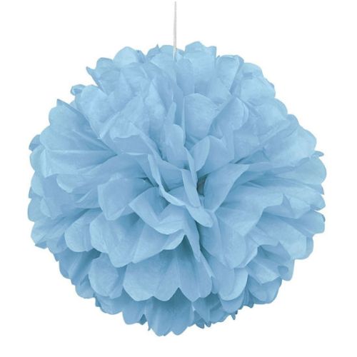 Baby Blue Paper Puff Ball Decoration