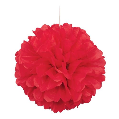 Red Paper Puff Ball Decoration