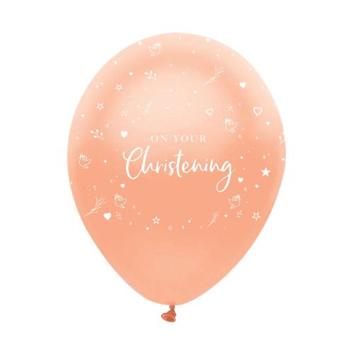 6 x Rose Gold On Your Christening Latex Balloon Pack