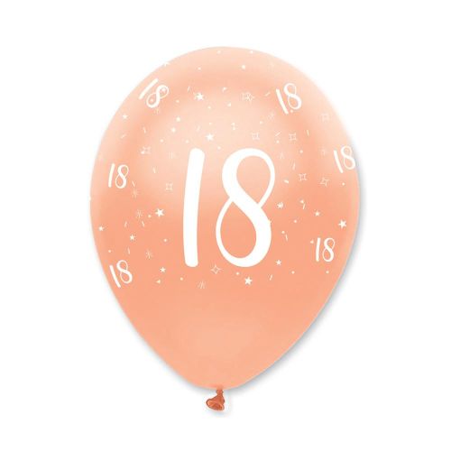 6 x Rose Gold Age 18 Latex Balloons