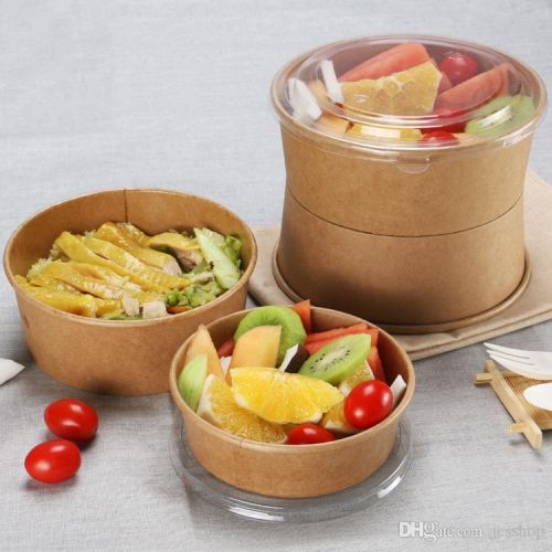 300 x Kraft Card Round Salad Bowls - Multiple Sizes