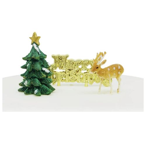 Tree And Reindeer Cake Topper And Pick