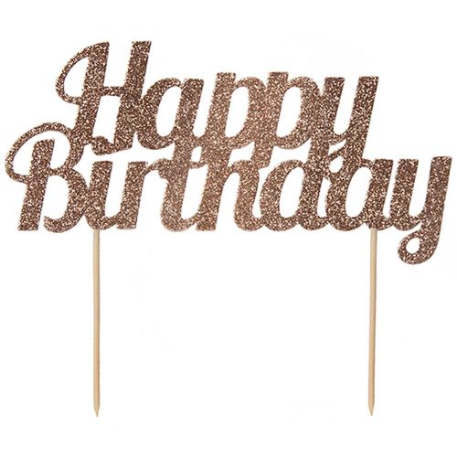 Rose Gold Happy Birthday Cake Topper