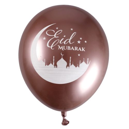 6 Rose Gold Eid Mubarak Latex Balloons