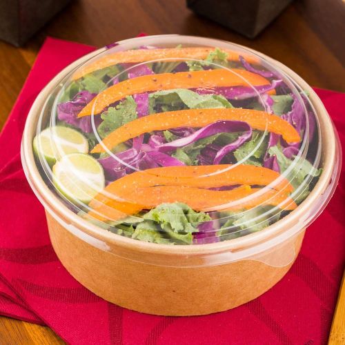 300 x PET Clear Plastic Lids for Kraft Card Salad Bowls 