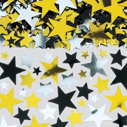 Black, Gold and Silver Stars Table Confetti Big Pack 