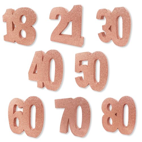 Milestone Age Rose Gold Glitter Table Decoration