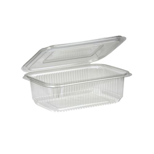 200 x Clear Plastic 1000ml Rectangular Salad Containers