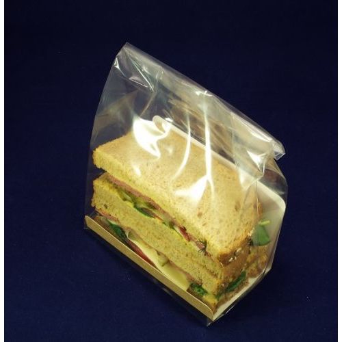 1000 x Kraft Brown Square Cut Sandwich Packaging Kit - Bags, Cards and Stickers