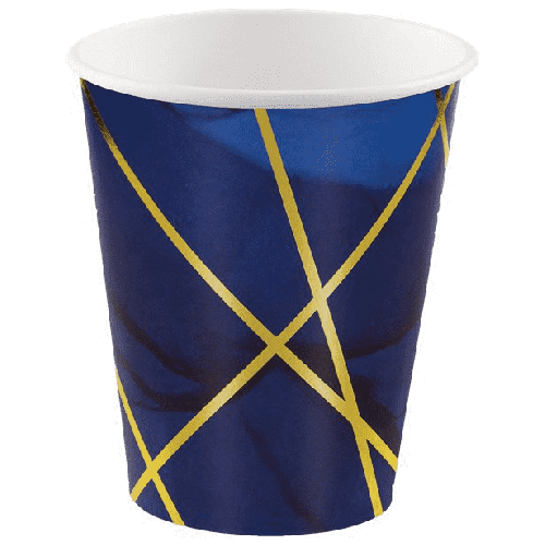 8 x Navy & Gold Geode Paper Cups