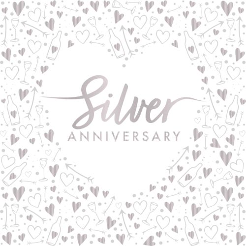 16 x Silver Anniversary Foil Stamped Napkins
