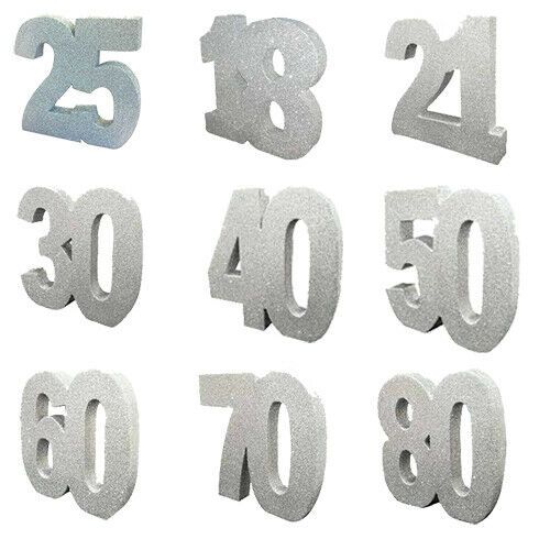 Milestone Age Silver Glitter Table Decoration