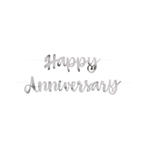 Silver Happy Anniversary Script Letter Banner