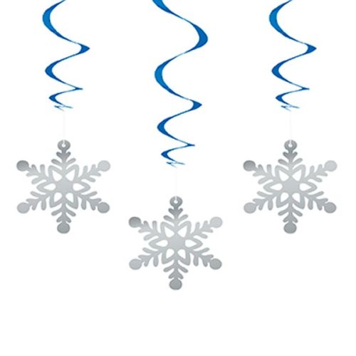 3 Snowflake Swirl Decorations