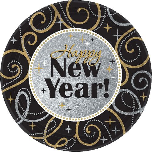 8 x Sparkling Happy New Year Plates