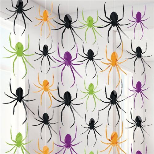 6 x Spider String Decorations