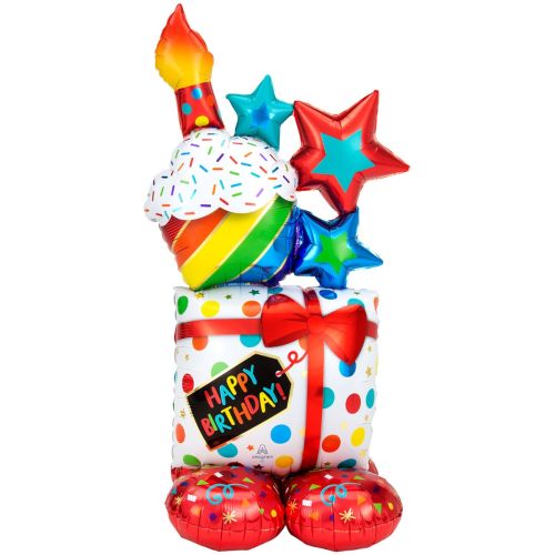 Large Stacked Birthday Icons AirLoonz Foil Balloon