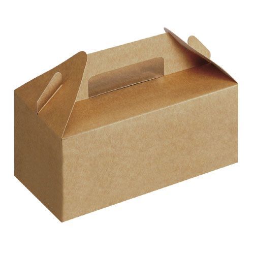 125 x Colpac Small Kraft Brown Paperboard Carry Handle Boxes