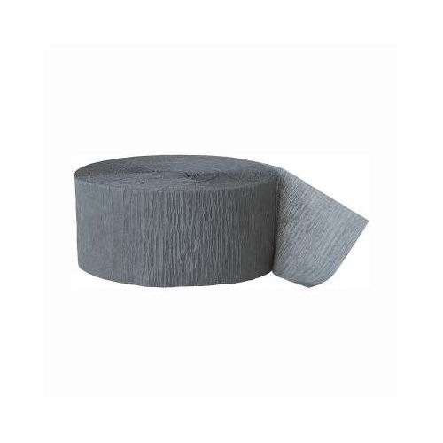 Silver Grey Crepe Paper Streamers Roll