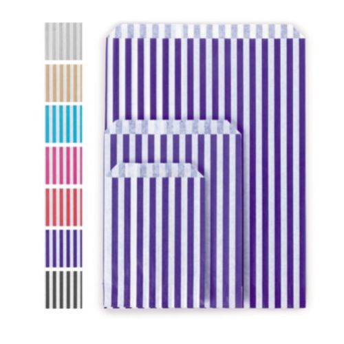 Striped Paper Counter Bags - Various Colours/Sizes