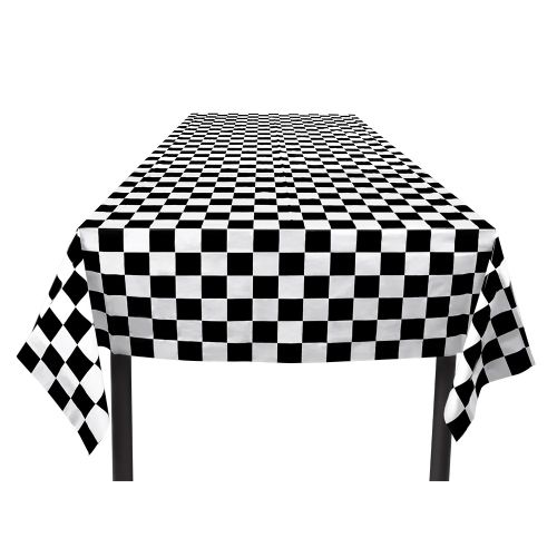 Black Checked Plastic Tablecover 