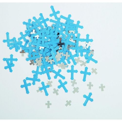 Blue and Silver Metallic Crosses Table Confetti