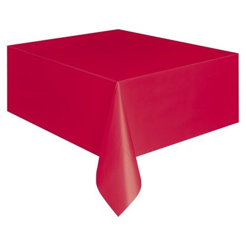 Red Rectangular Plastic Tablecover