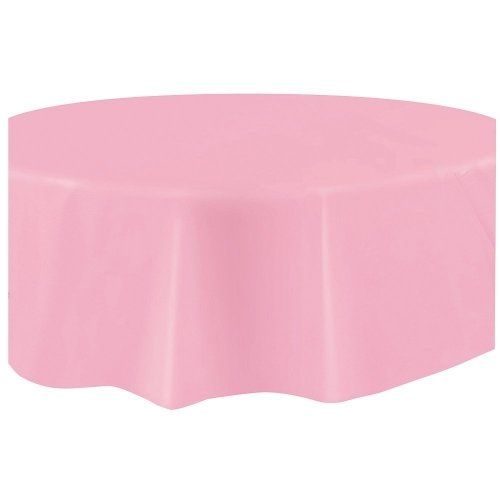 Large Round Plastic Tablecover-Baby Pink