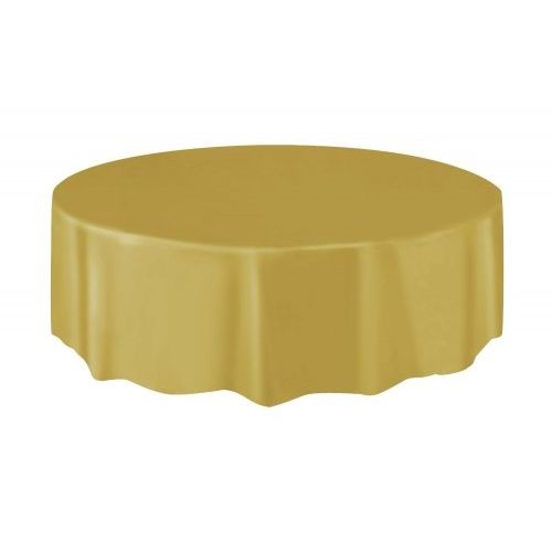 Large Gold Round Plastic Tablecover