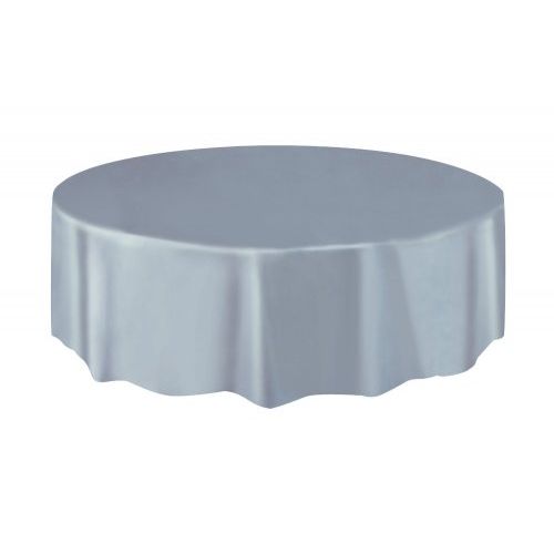 Large Round Plastic Tablecover-Silver