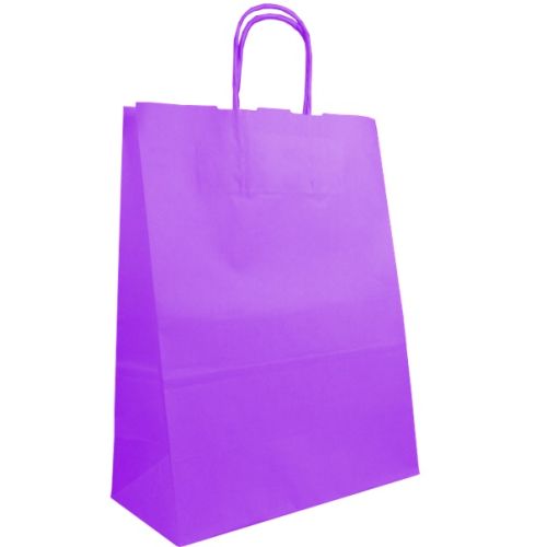(20 Pack) 180 x 230 x 80mm Purple Twist Handle Paper Carrier Bags