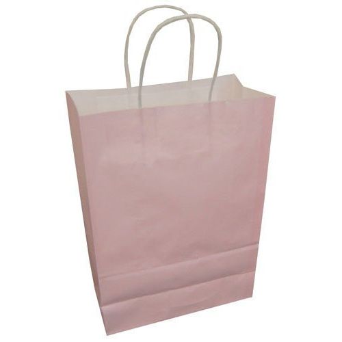 (20 Pack) 180 x 230 x 80mm Baby Pink Twist Handle Paper Carrier Bags