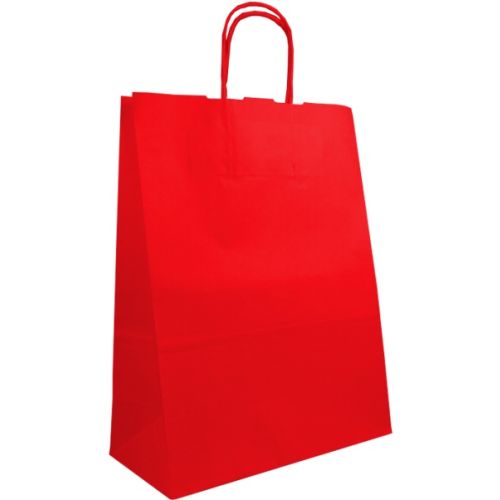 (20 Pack) 180 x 230 x 80mm Red Twist Handle Paper Carrier Bags