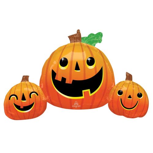 Smiley Pumpkin Trio Supershape Foil Balloon