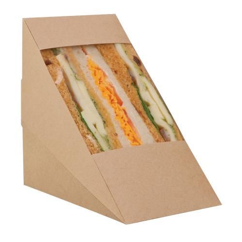 500 x Colpac Kraft Brown Triple Fill Biodegradable Sandwich Wedges