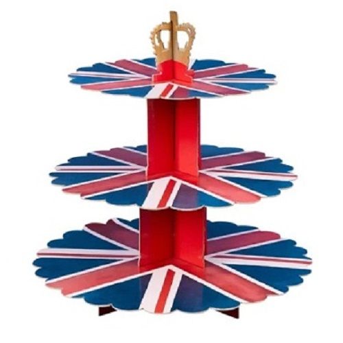 Union Jack Crown 3 Tier Cupcake Stand