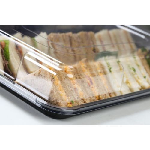 10 x Clear Plastic Lid for Reusable Black Buffet Platters - Large