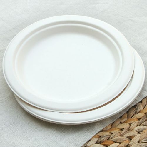 50 x 10.25" Round Biodegradable Bagasse Plates