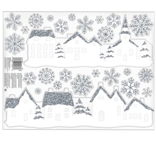 White Village Glitter Window Clings