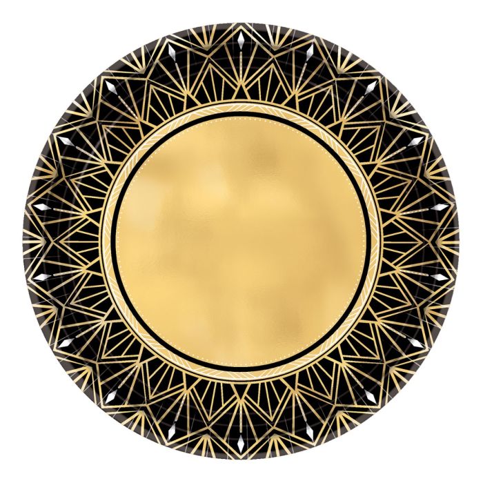 10.5" Metallic Art Deco Paper Plates