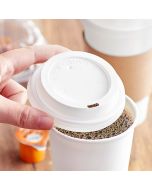 100 x White Sip Thru Lids for 12/16oz Hot Drinks Cups