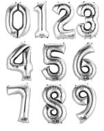 Large 34" Silver Foil Number Balloons