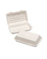 500 x 7.5 X 5" Compostable Bagasse Hinge Hot Food Box