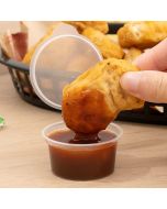 100 x Hinged Lidded Plastic Sauce Pots - Multiple Sizes