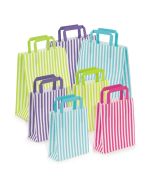 Striped Tape Handle Paper Carrier Bags - Multiple Colours/Sizes
