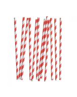 250 x Paper Drinking Straws - Red/White Stripe